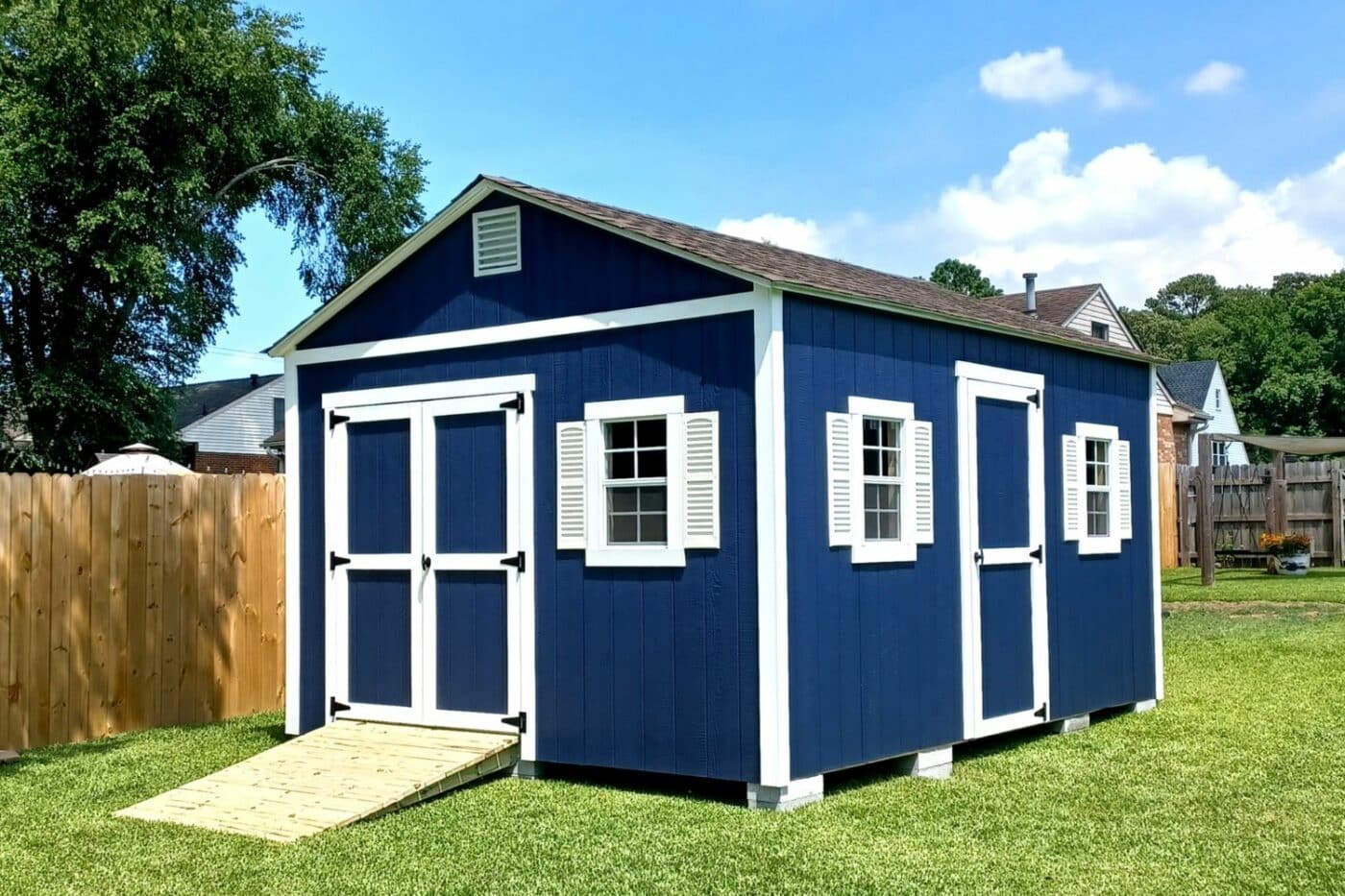 blue custom built shed for sale in virginia